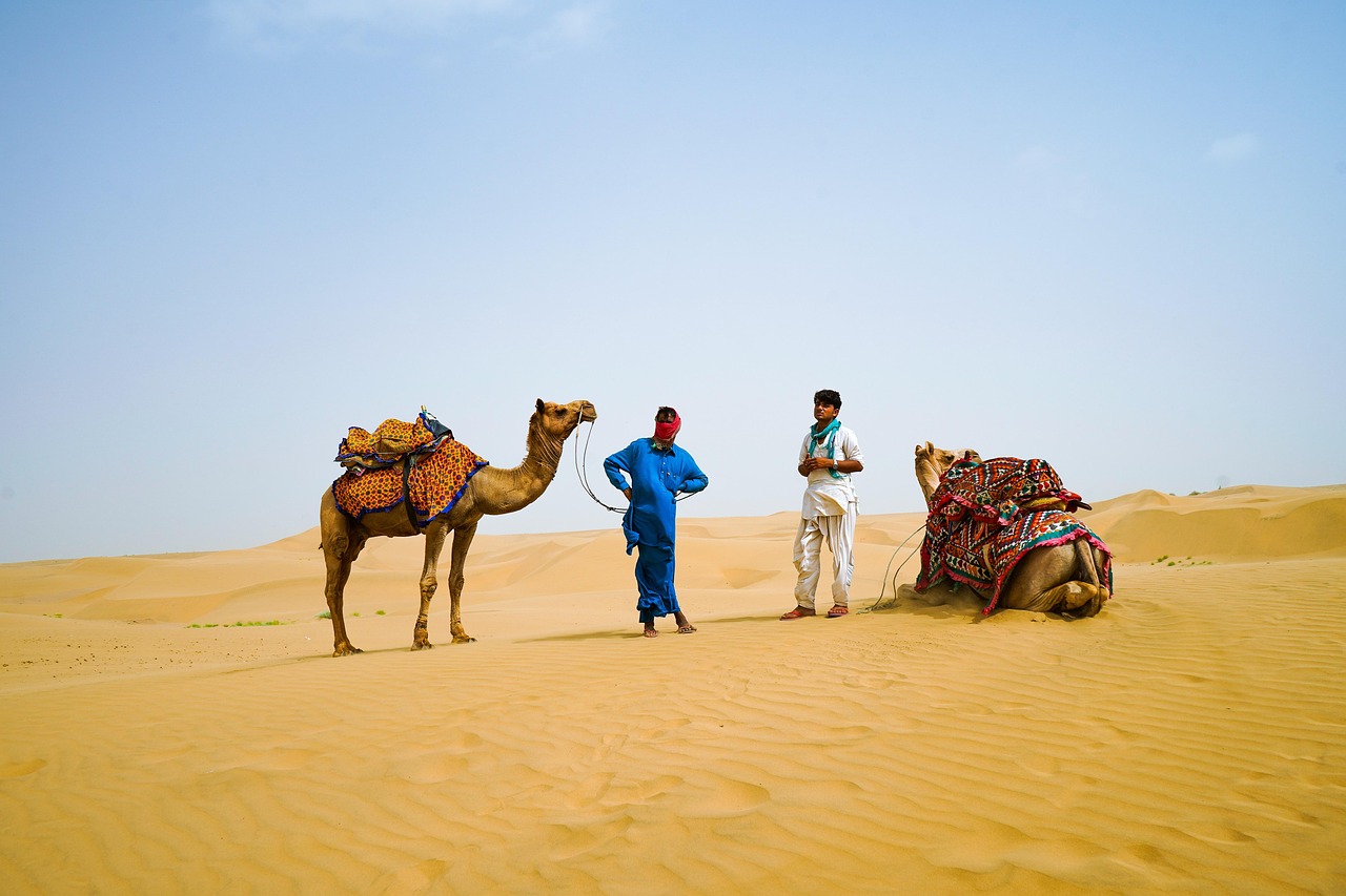 Rajasthan desert landscape – camel safari in the Thar Desert