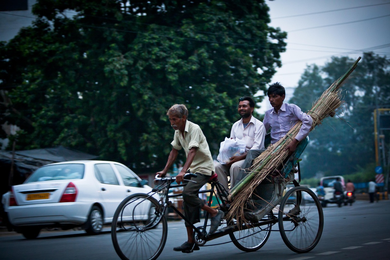 India rickshaw ride – local three-wheeler transport through Indian streets